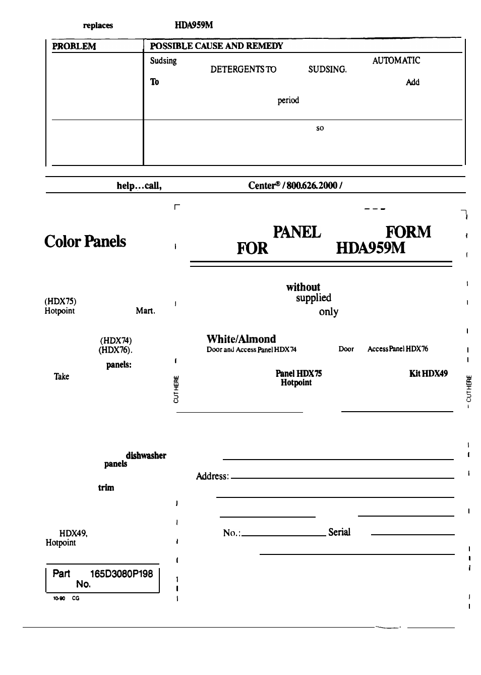 Consumer services, Color order model, Charge | Harvest/black, Use this form to order | Hotpoint HDA959M User Manual | Page 15 / 18