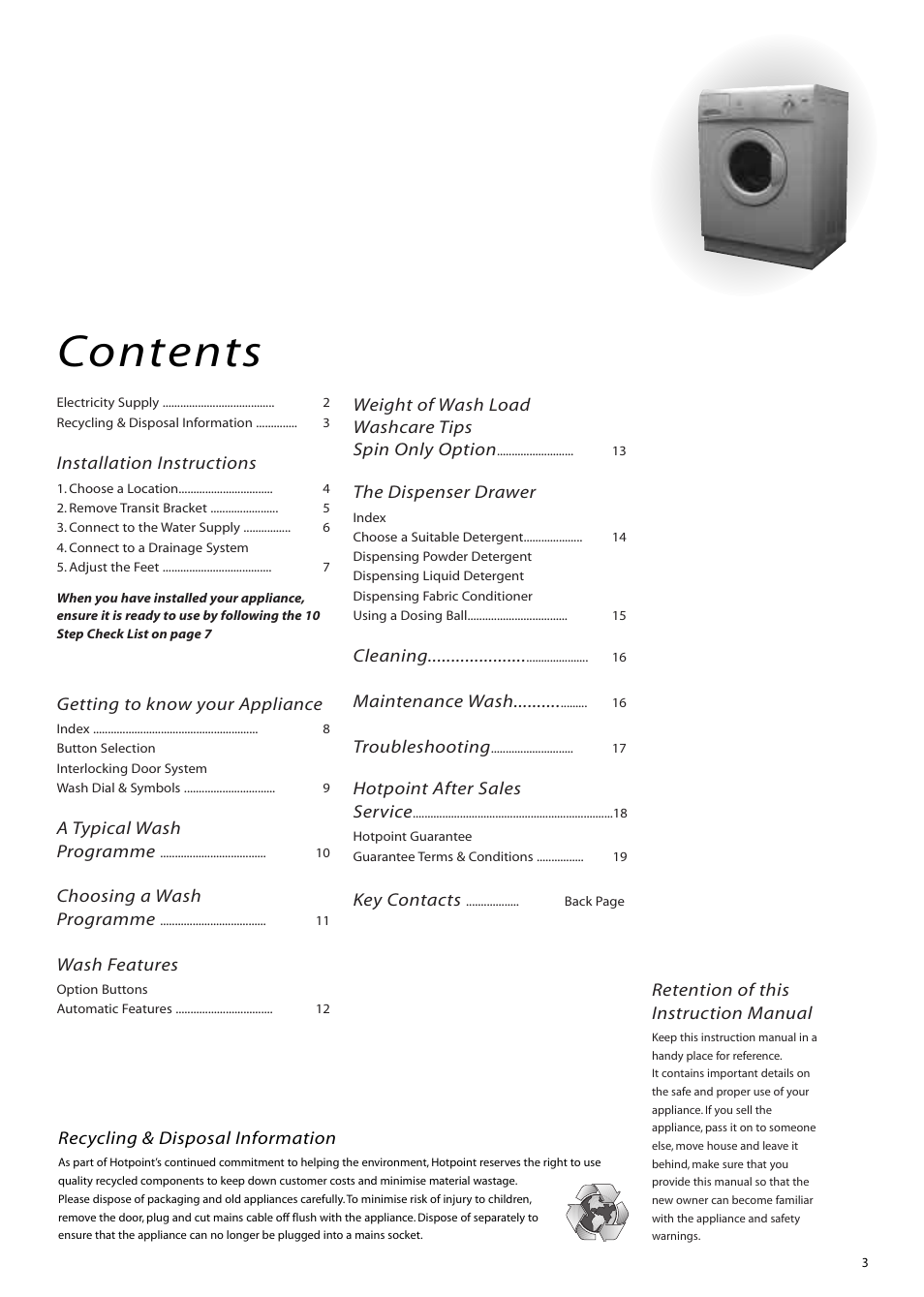 Hotpoint WM51 User Manual | Page 3 / 20