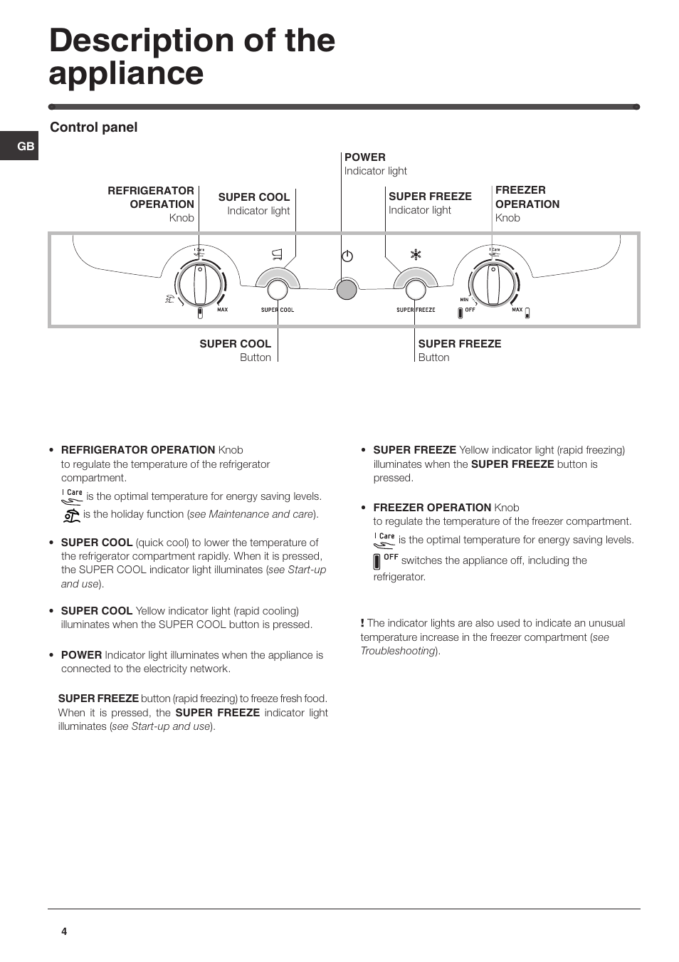 Description of the appliance | Hotpoint FF40X User Manual | Page 4 / 12