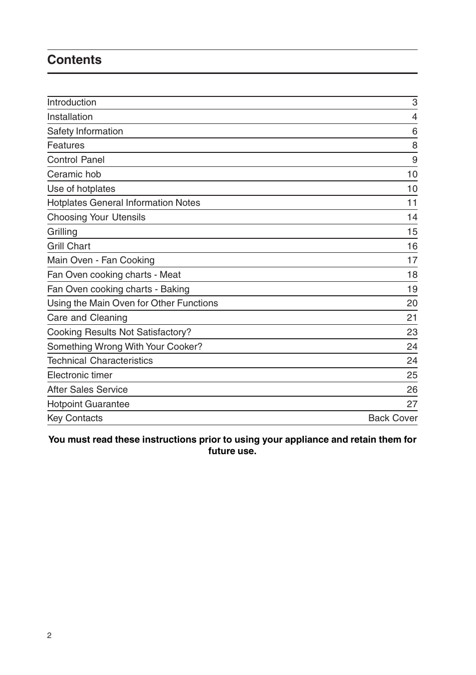 Hotpoint EK50 EW50 User Manual | Page 2 / 28