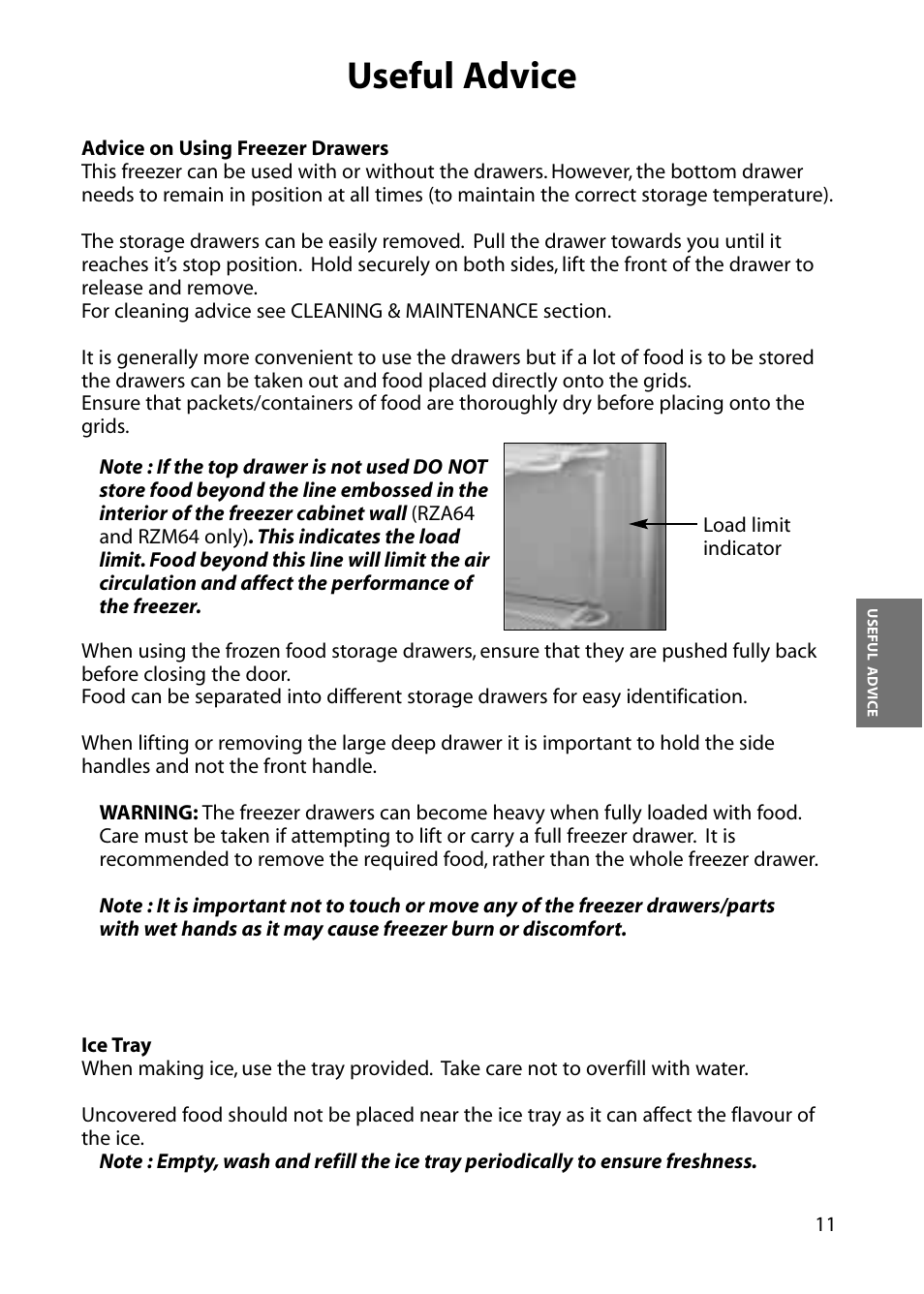 Useful advice | Hotpoint RZM64 User Manual | Page 11 / 20