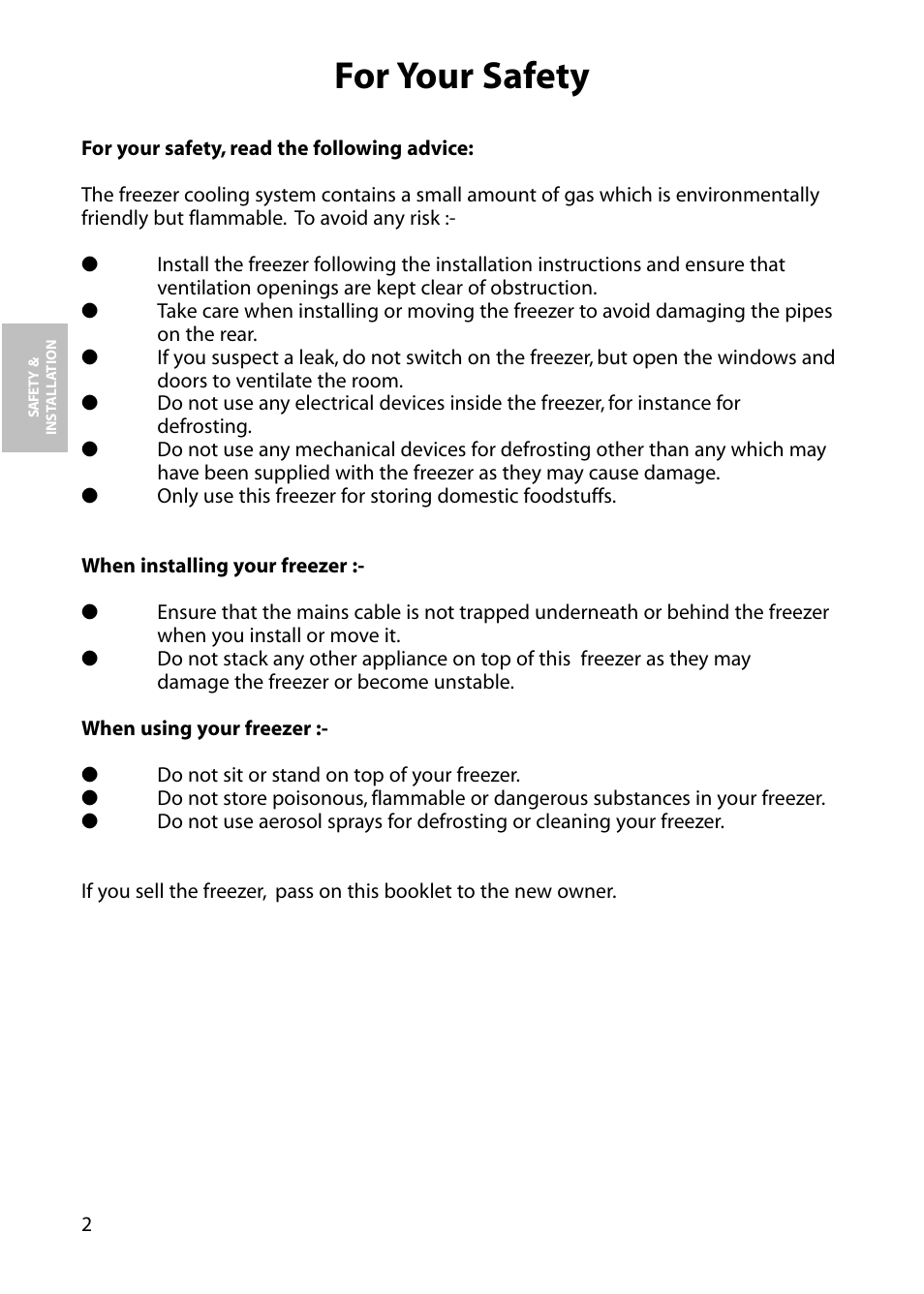 For your safety | Hotpoint RZM64 User Manual | Page 2 / 20