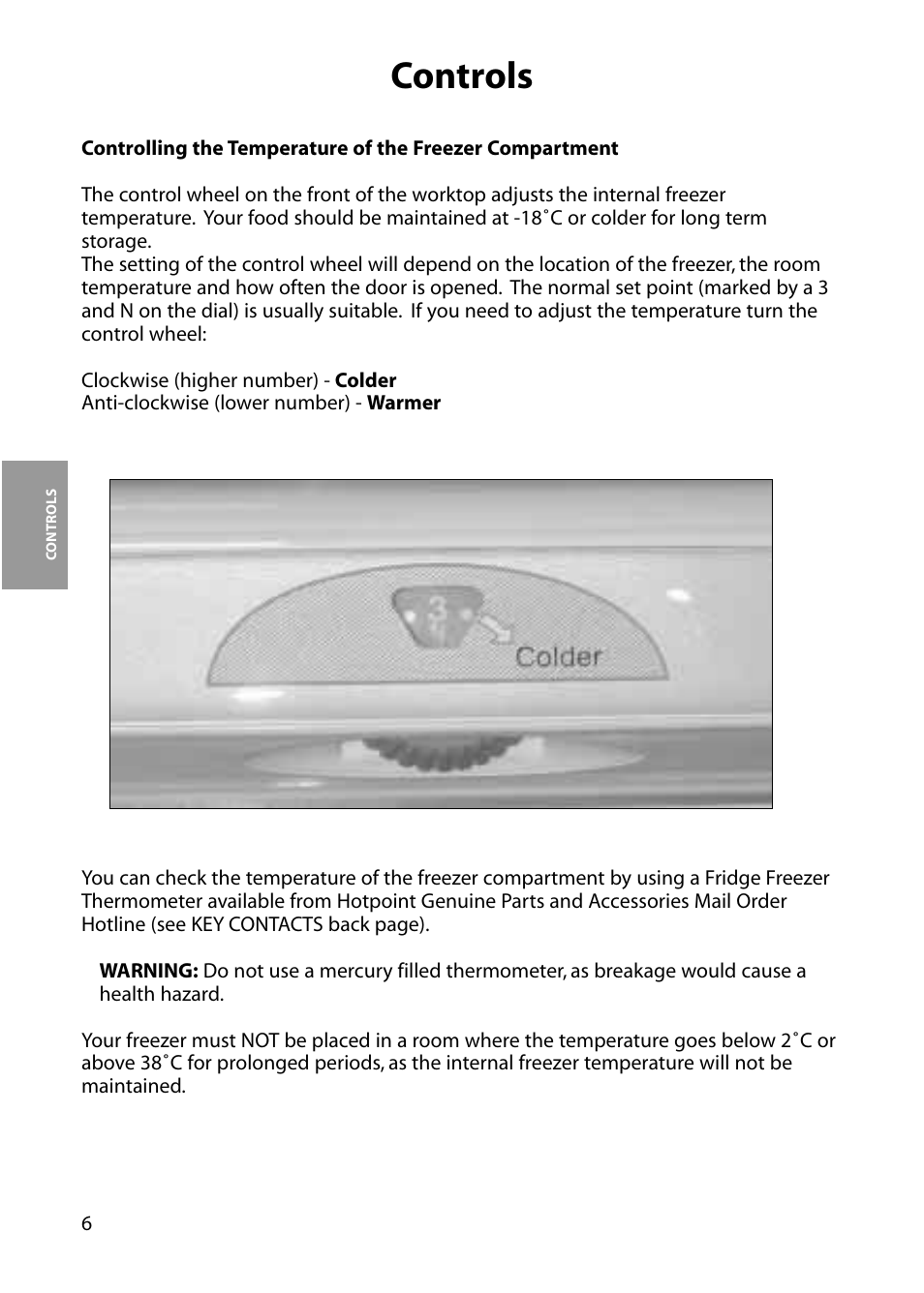 Controls | Hotpoint RZM64 User Manual | Page 6 / 20
