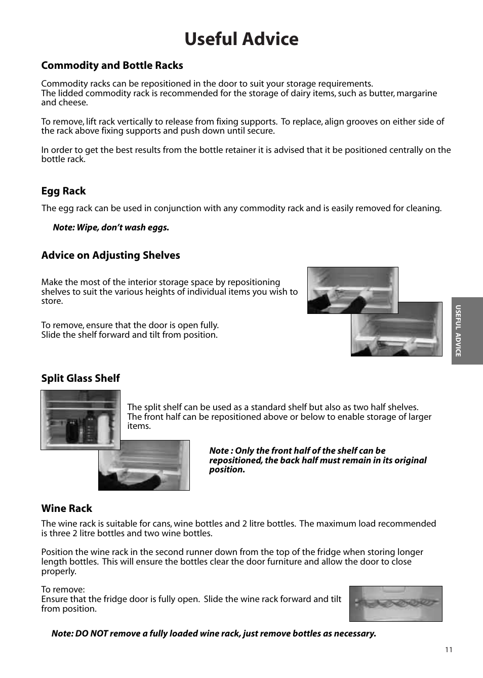 Useful advice | Hotpoint FFA90 User Manual | Page 11 / 24