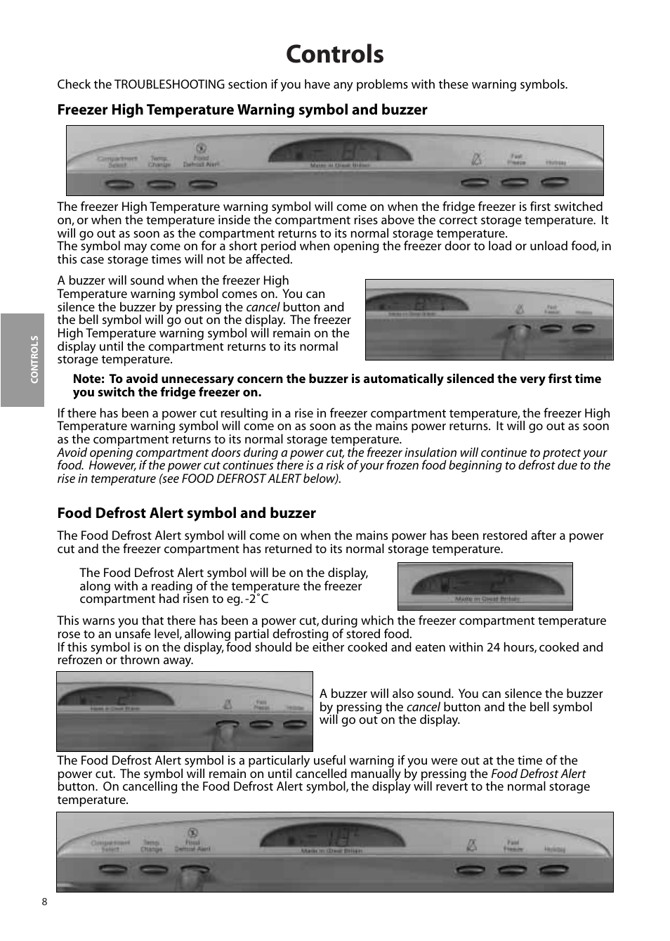 Controls | Hotpoint FFA90 User Manual | Page 8 / 24