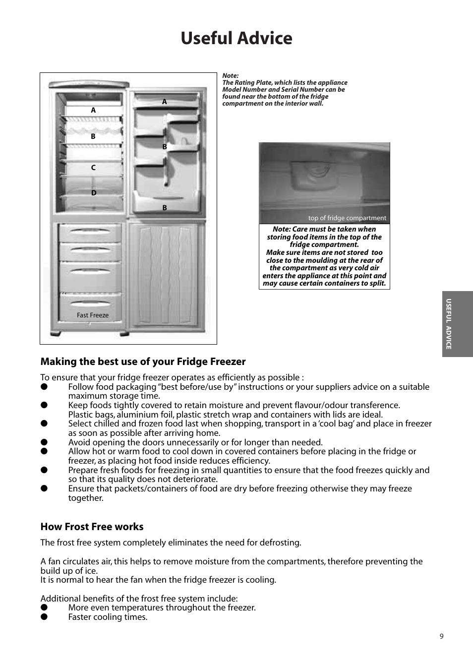 Useful advice | Hotpoint FFA90 User Manual | Page 9 / 24