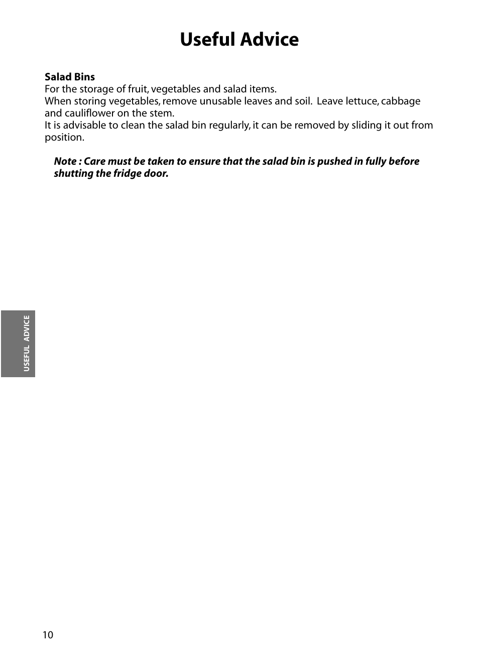 Useful advice | Hotpoint RFM17 User Manual | Page 10 / 24