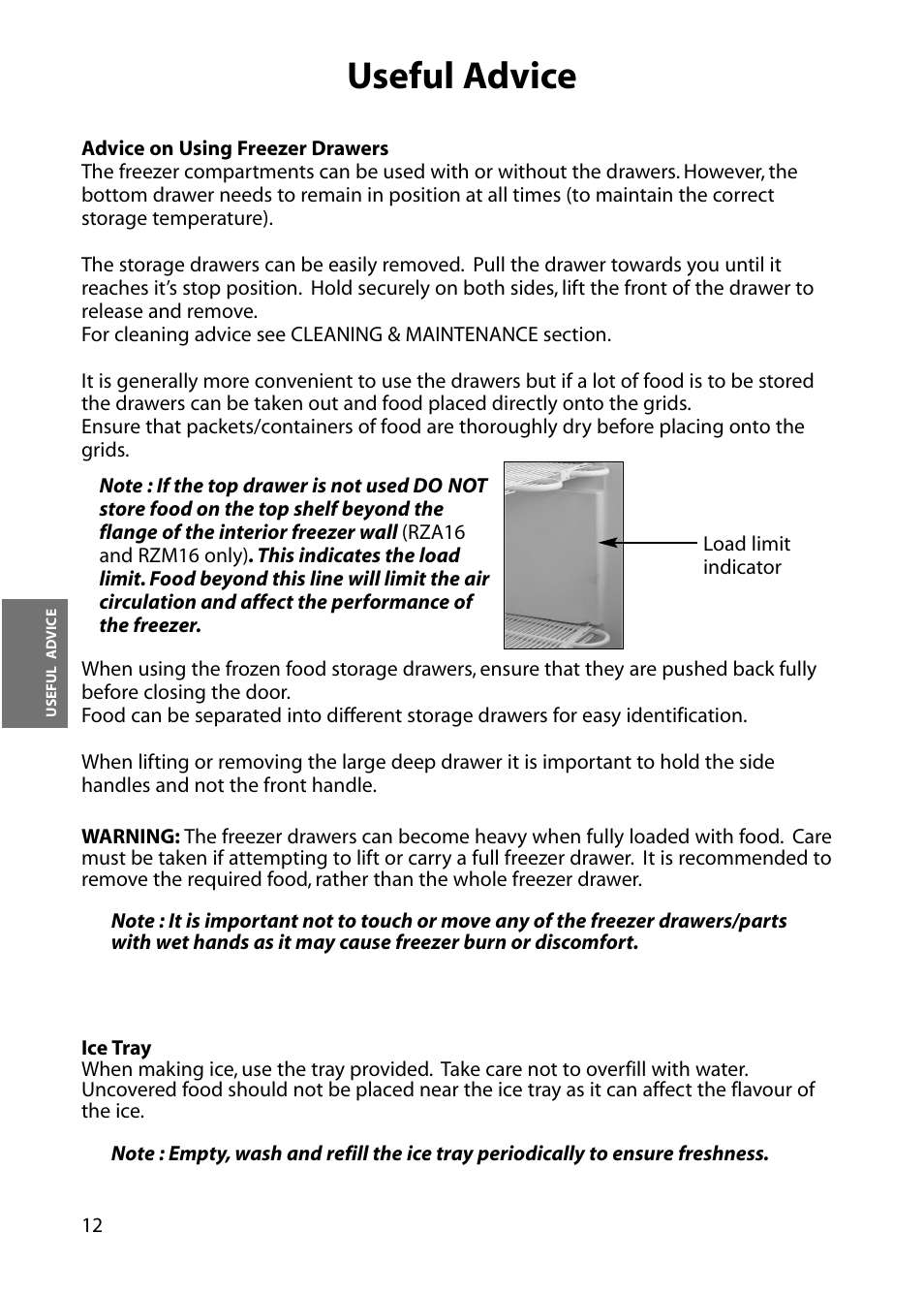 Useful advice | Hotpoint RFM17 User Manual | Page 12 / 24