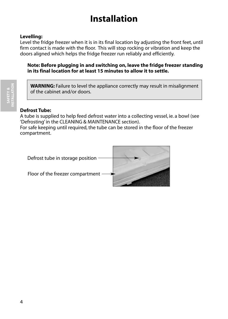 Installation | Hotpoint RFM17 User Manual | Page 4 / 24