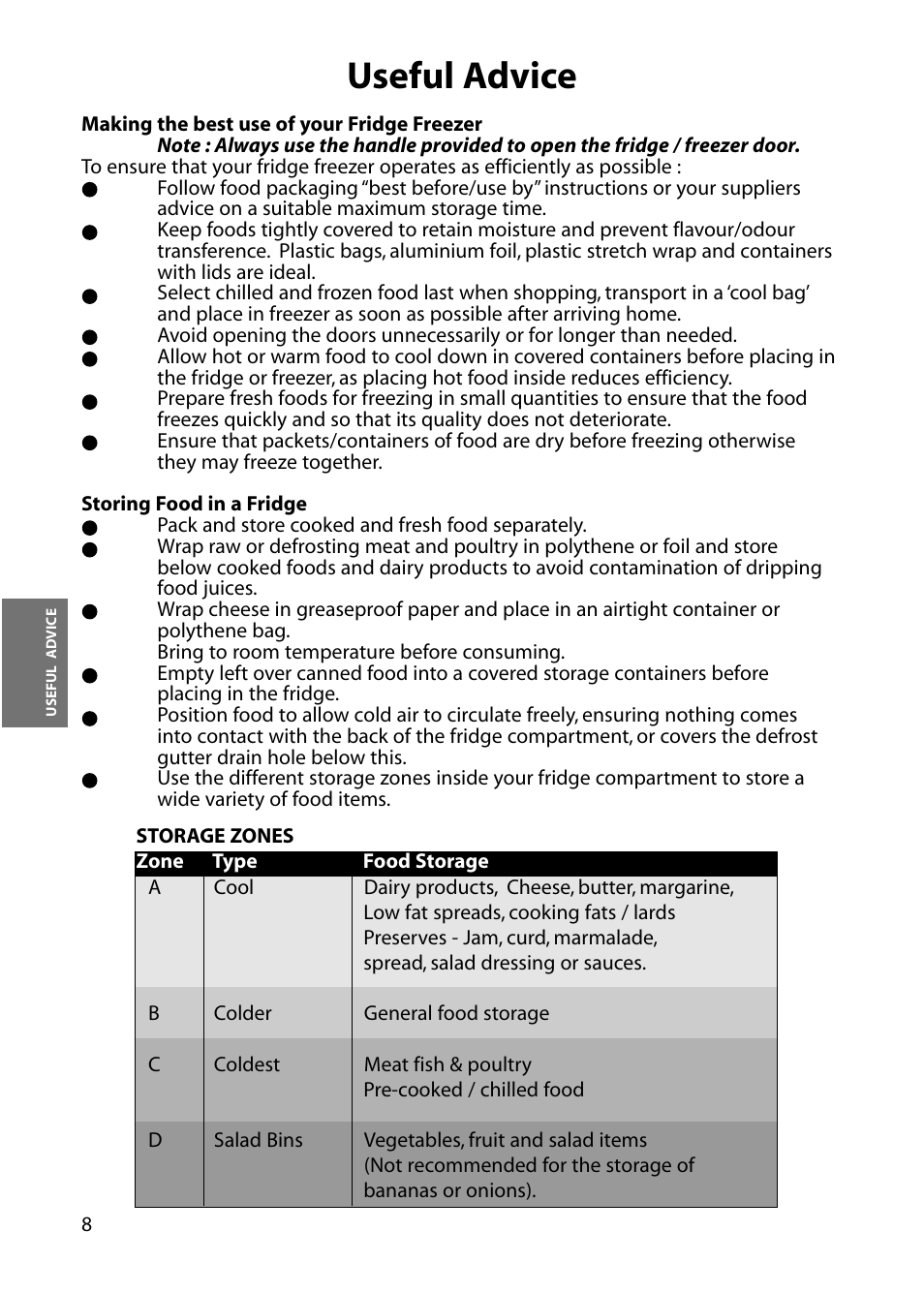 Useful advice | Hotpoint RFM17 User Manual | Page 8 / 24