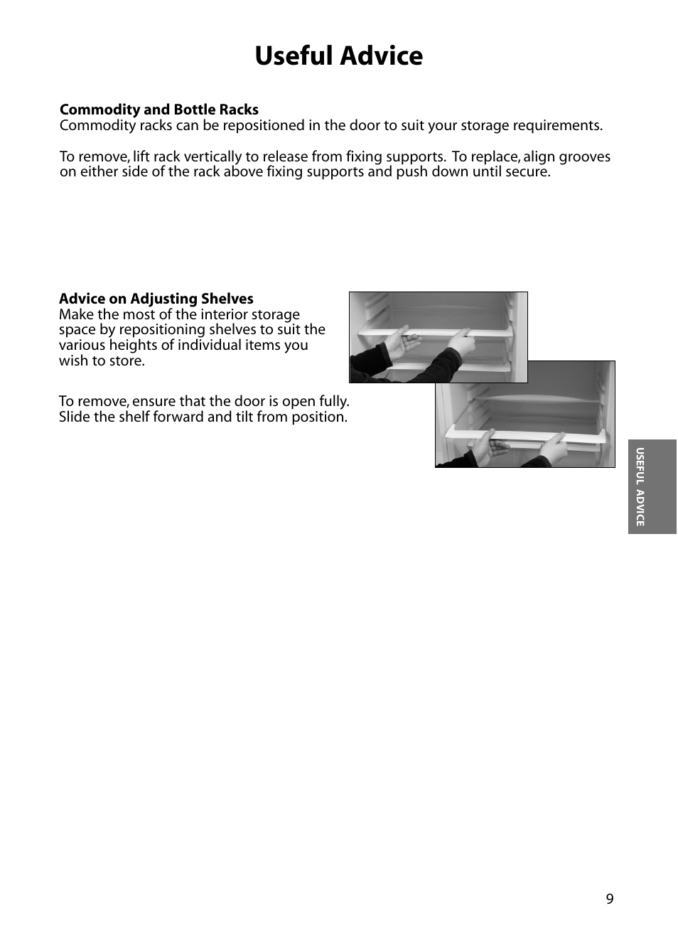 Useful advice | Hotpoint RFM17 User Manual | Page 9 / 24