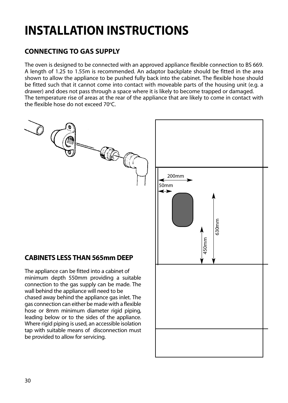 Installation instructions | Hotpoint S230G DY230G User Manual | Page 30 / 36