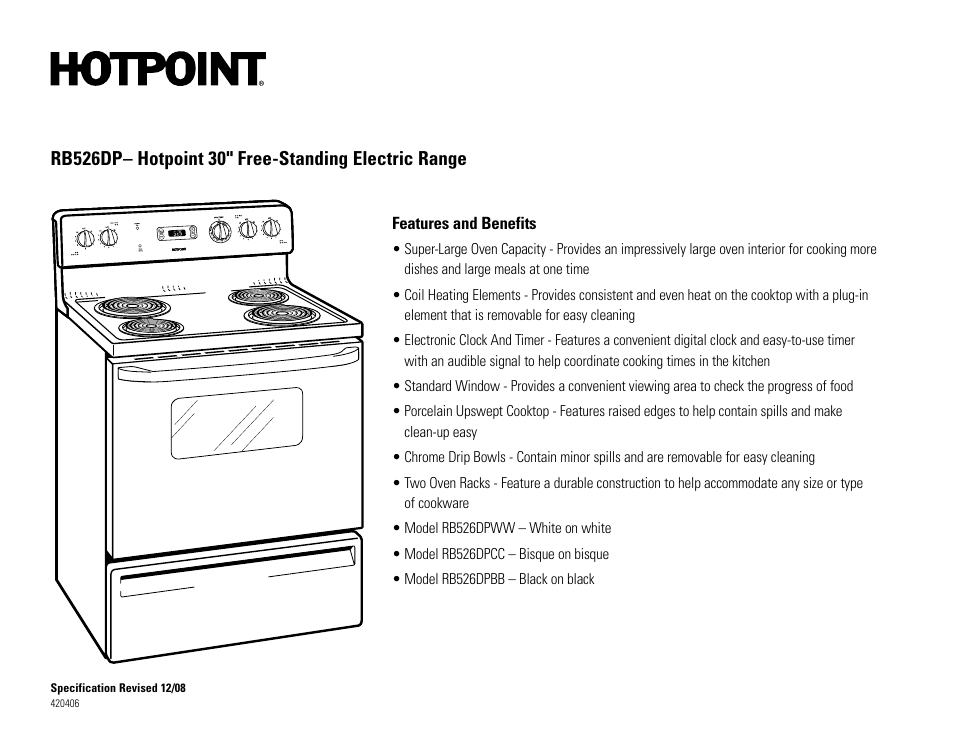 Rb526h | Hotpoint RB526DP User Manual | Page 2 / 2