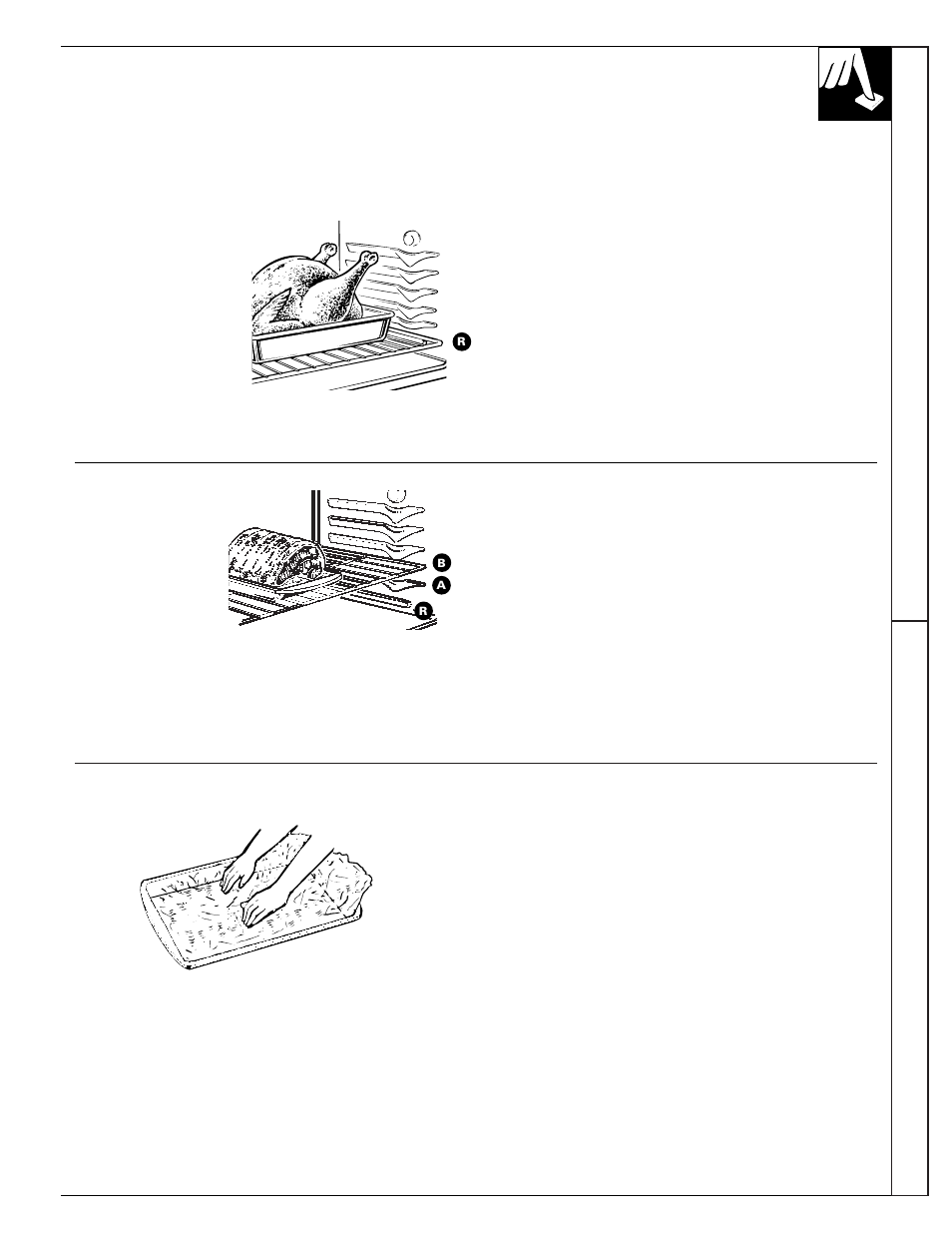 Roasting, roasting guide, Roasting, Adjust the oven thermostat roasting | Hotpoint RGB532 User Manual | Page 19 / 44