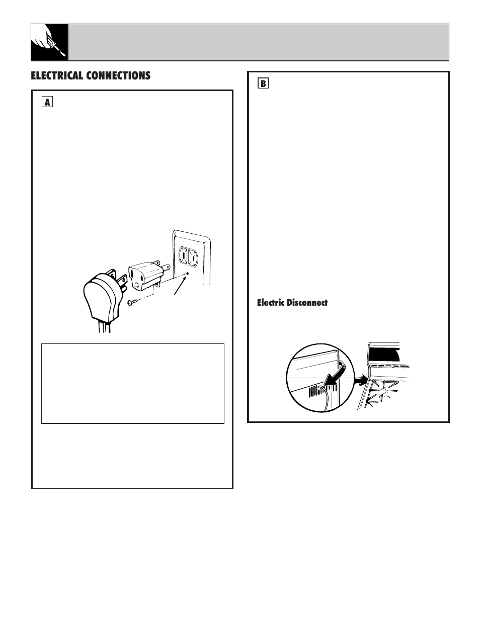 36 installation instructions, Electrical connections | Hotpoint RGB532 User Manual | Page 36 / 44
