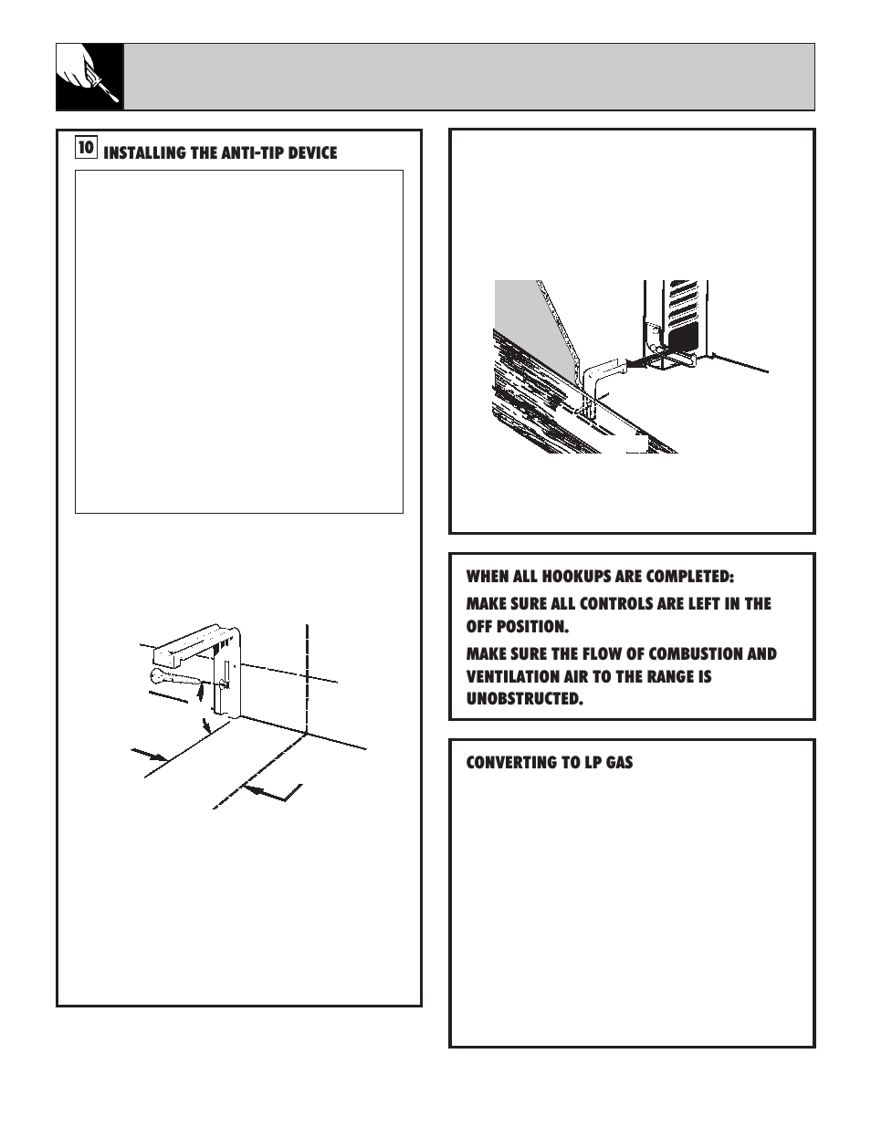 Lp 40, 40 installation instructions, Installing the anti-tip device | Hotpoint RGB532 User Manual | Page 40 / 44