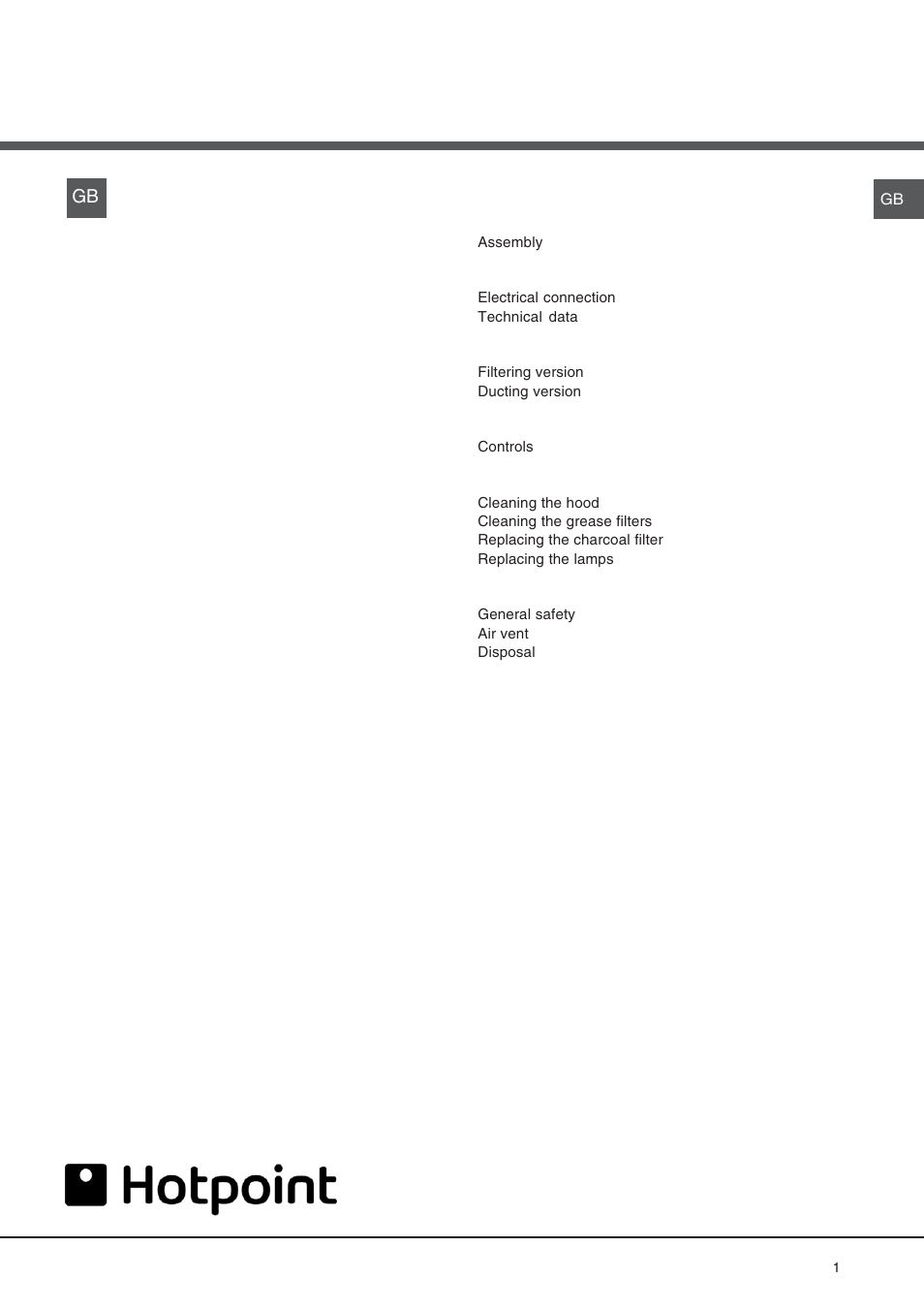 Hotpoint HS 110 User Manual | 8 pages
