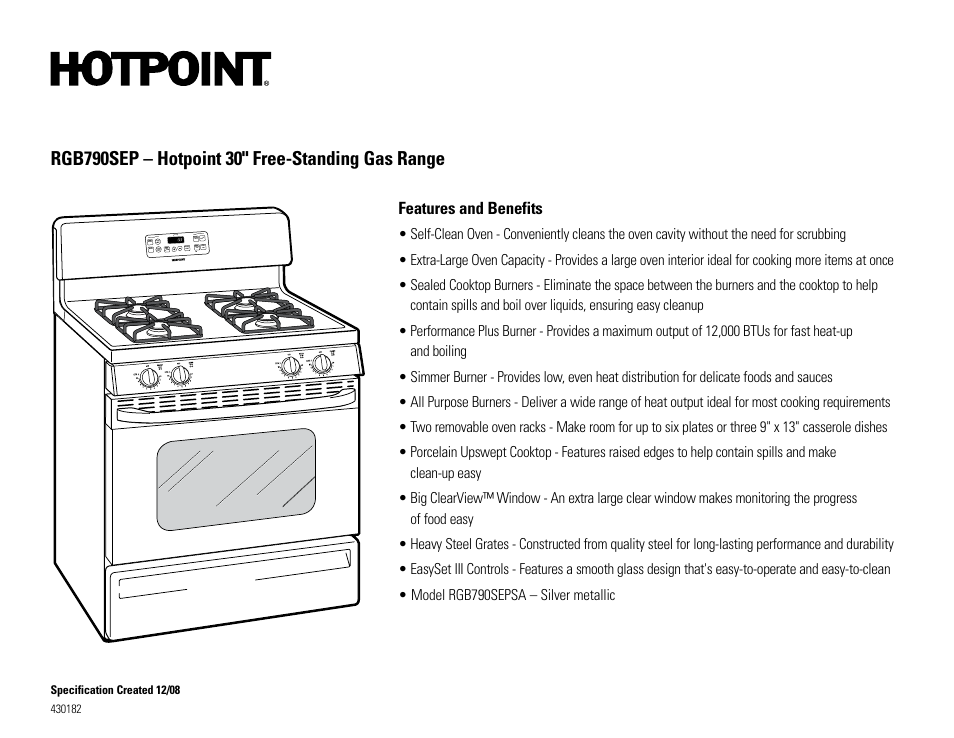 Hotpoint RGB790SEPSA User Manual | Page 2 / 2
