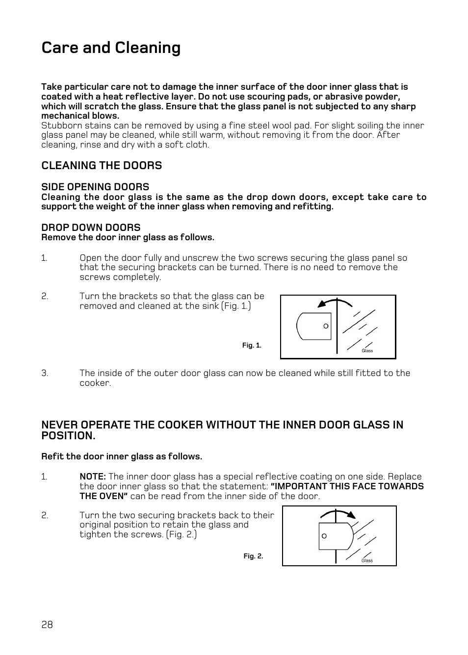 Care and cleaning | Hotpoint UY46 Mk2 User Manual | Page 28 / 36