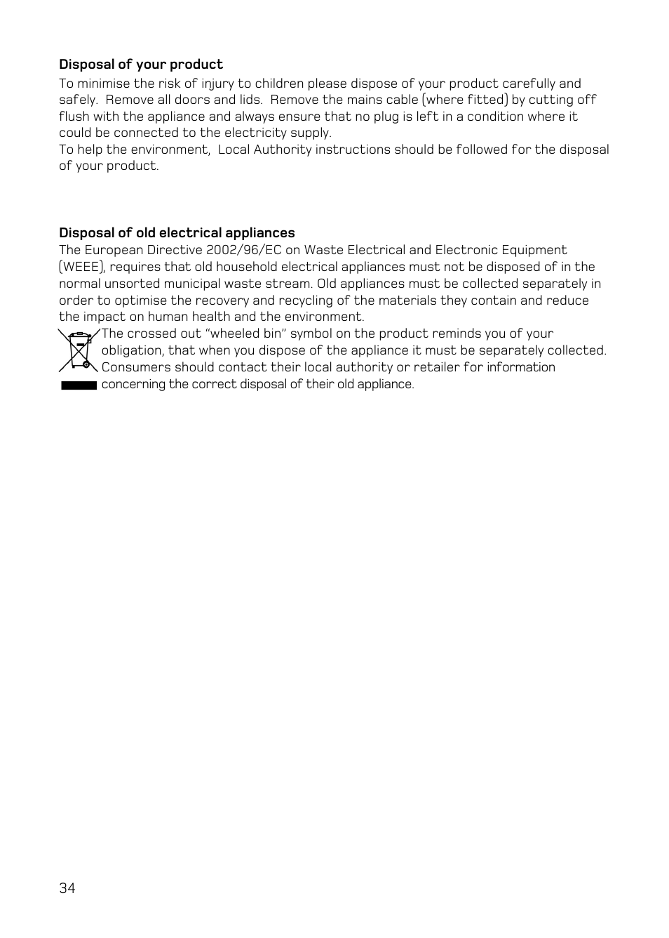 Hotpoint UY46 Mk2 User Manual | Page 34 / 36