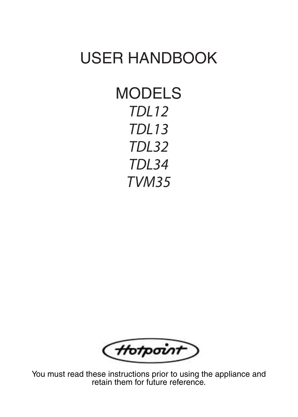 Hotpoint TVM35 User Manual | 24 pages