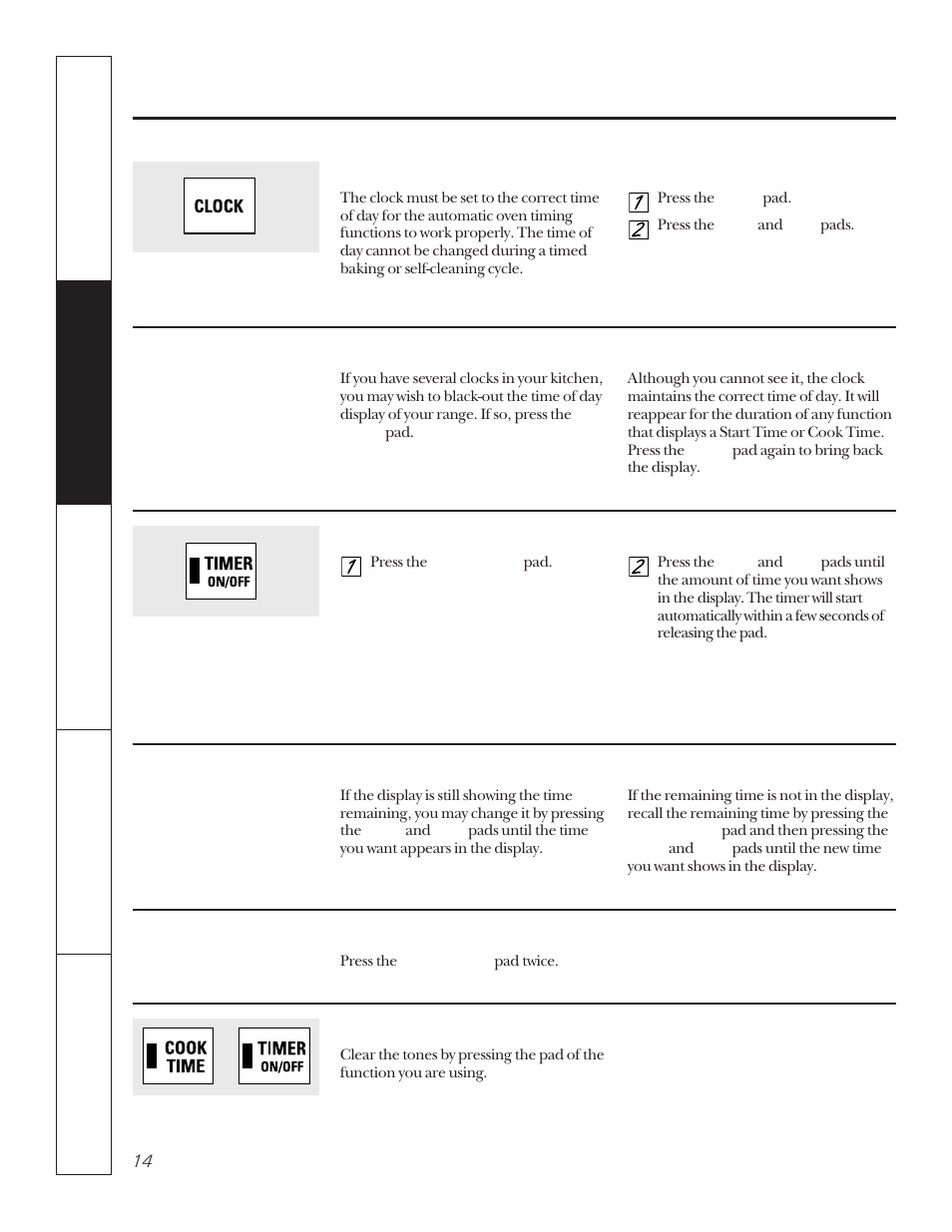 Using the clock and timer | Hotpoint LEB356 User Manual | Page 14 / 32