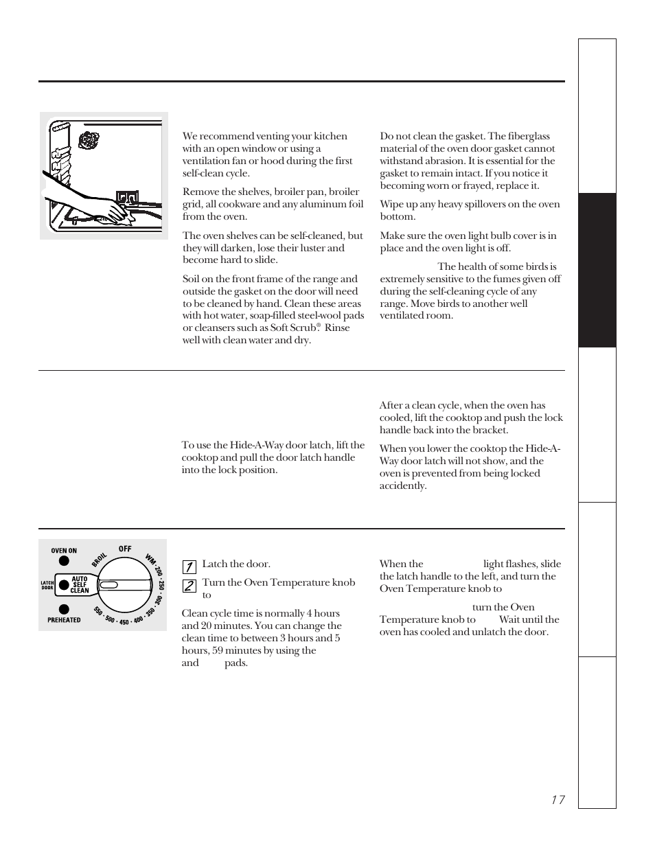 Self-cleaning oven, Self-cleaning oven , 18, Using the self-cleaning oven | Hotpoint LEB356 User Manual | Page 17 / 32