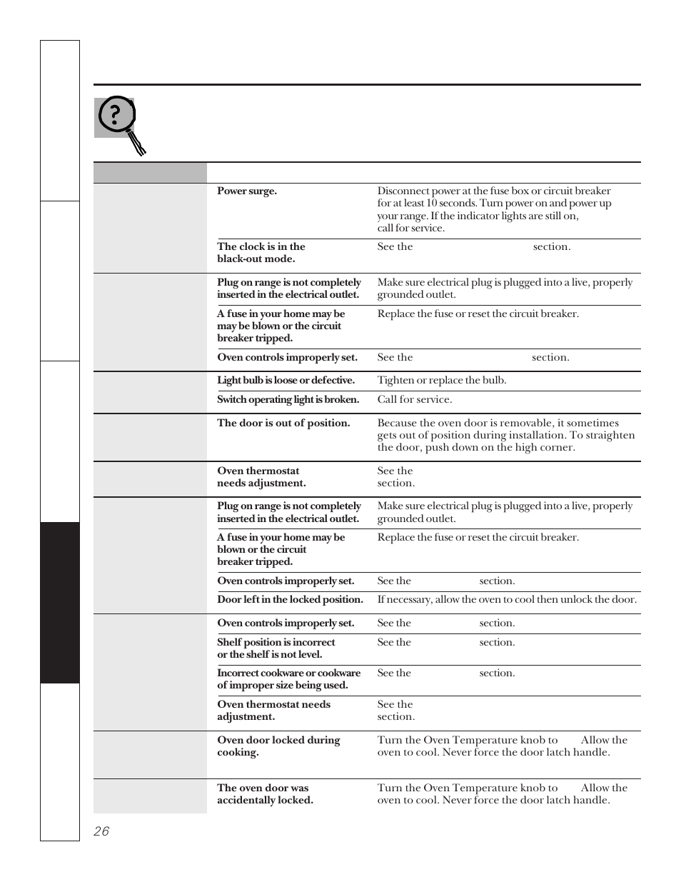 Before you call for service | Hotpoint LEB356 User Manual | Page 26 / 32