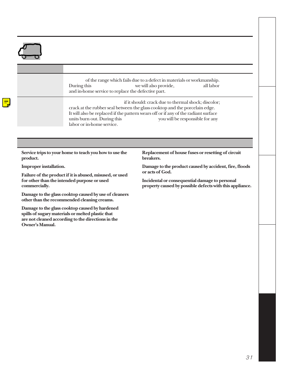 Warranty, Electric range warranty | Hotpoint LEB356 User Manual | Page 31 / 32