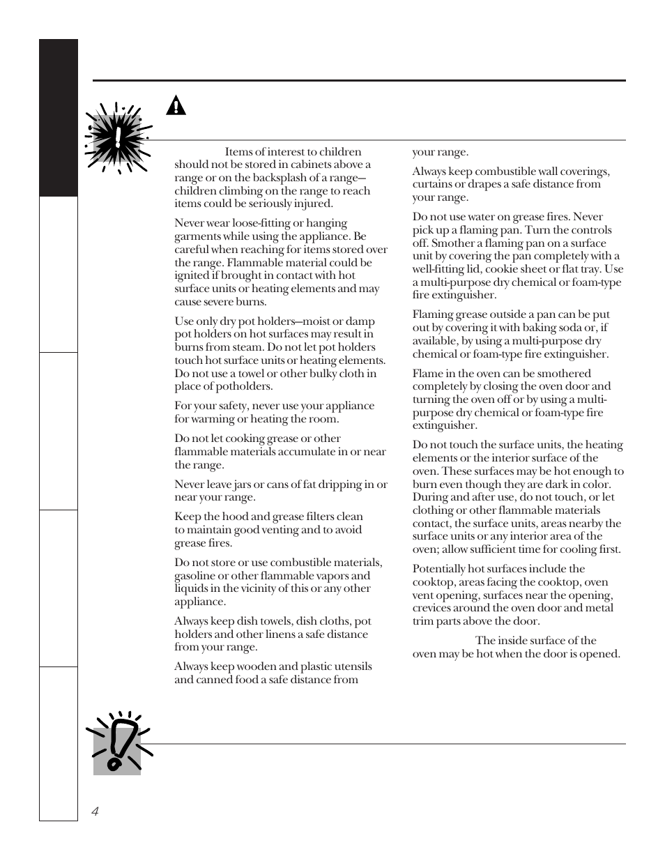 Warning, Safety precautions, Cook meat and poultry thoroughly | Hotpoint LEB356 User Manual | Page 4 / 32