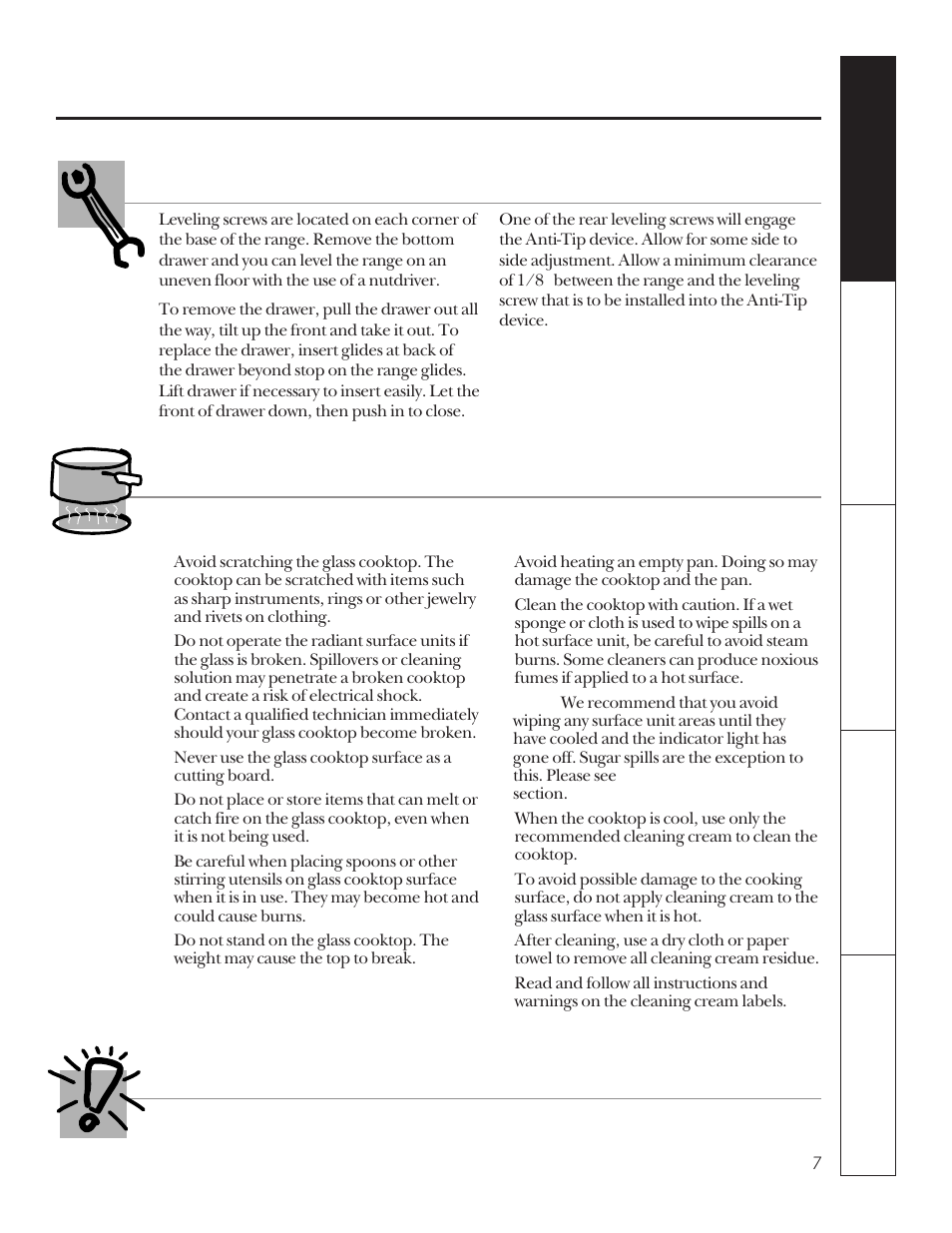 Radiant surface units, Leveling the range | Hotpoint LEB356 User Manual | Page 7 / 32