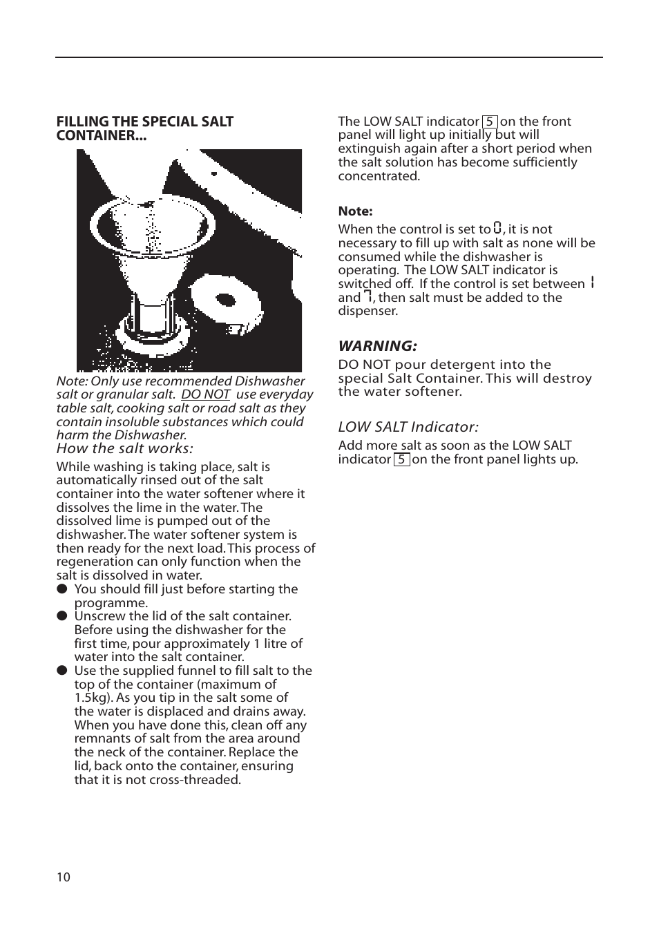 Hotpoint DWF61 User Manual | Page 10 / 28