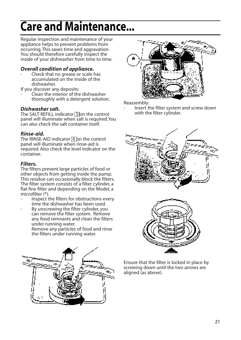 Care and maintenance | Hotpoint DWF61 User Manual | Page 21 / 28