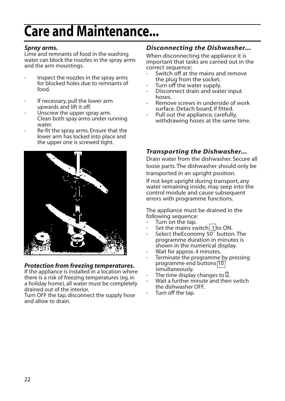 Care and maintenance | Hotpoint DWF61 User Manual | Page 22 / 28