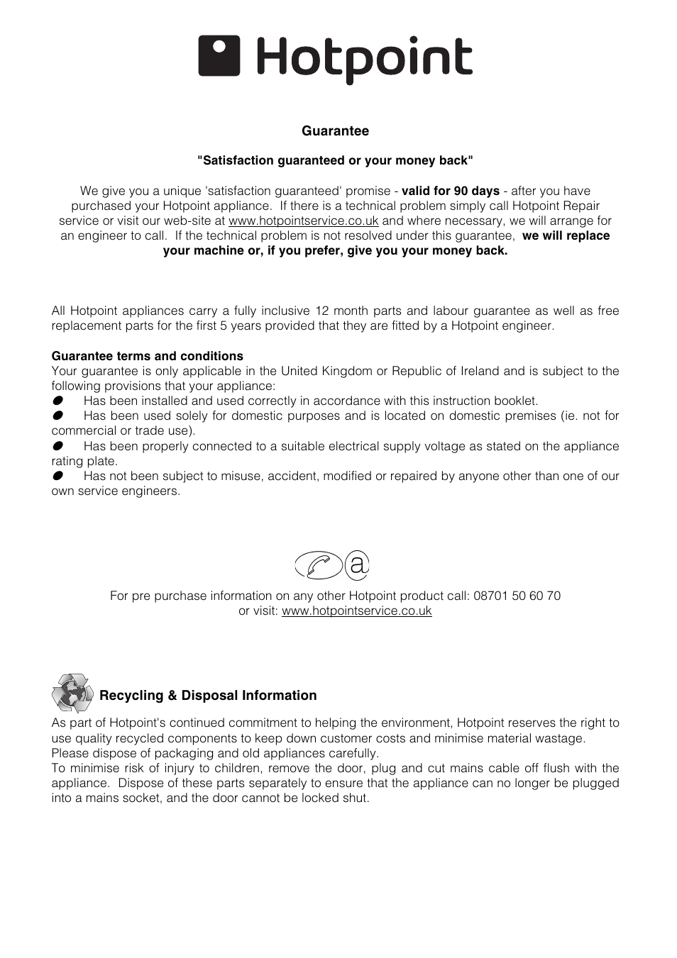 Hotpoint SE861X User Manual | Page 15 / 16