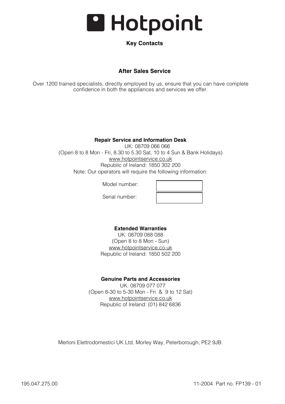 Hotpoint SE861X User Manual | Page 16 / 16