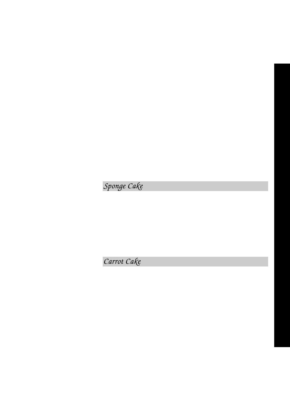 Baking guidelines, Sponge cake, Carrot cake | Hotpoint 6665 User Manual | Page 61 / 69