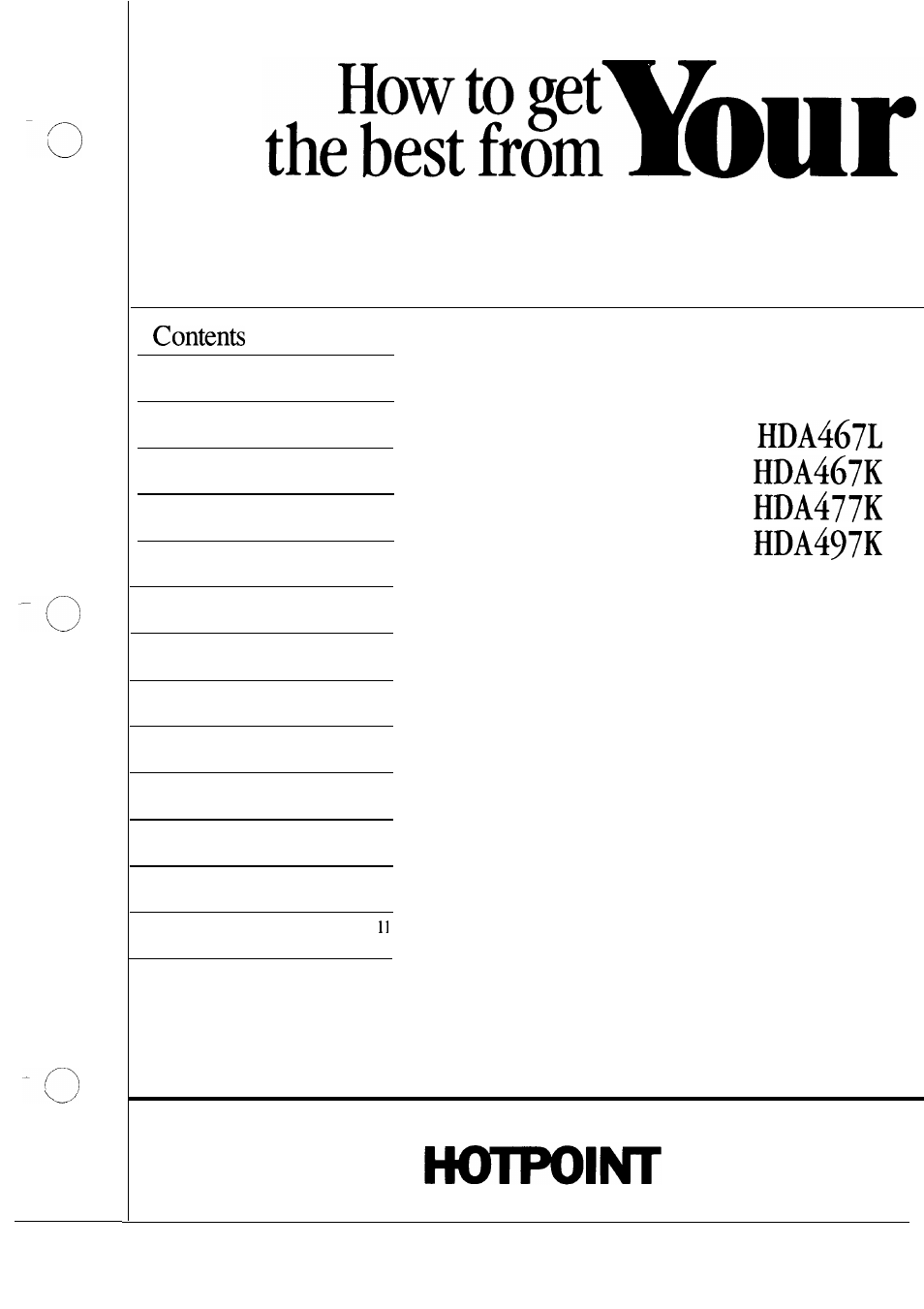 Hotpoint HDA497K User Manual | 16 pages