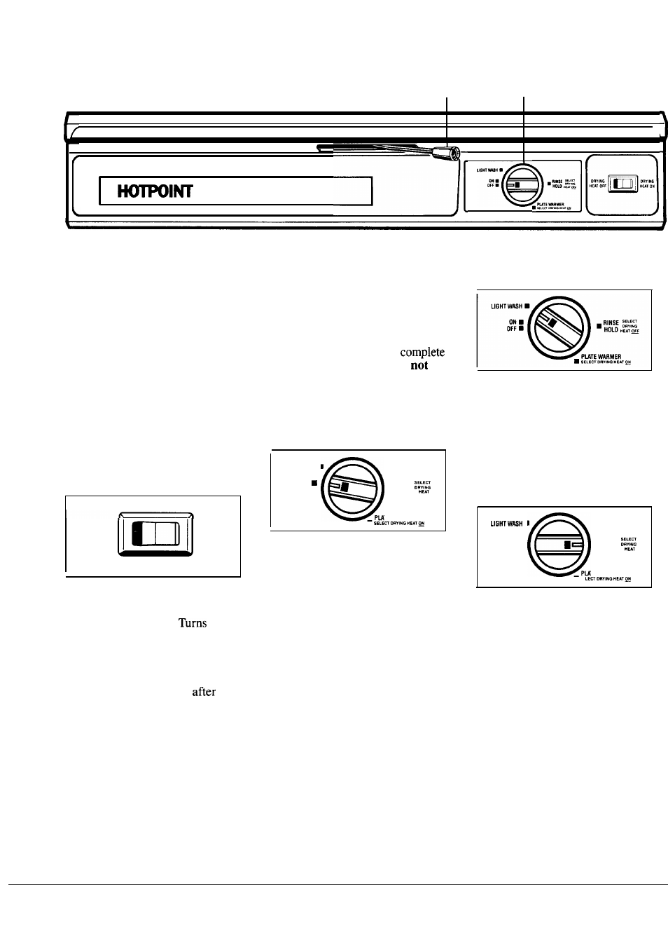 Cycle features, Door latch, Operating guide | Drying options, How to operate your dishwasher, Step 1, Step 4, For light wash cycle | Hotpoint HDA497K User Manual | Page 4 / 16