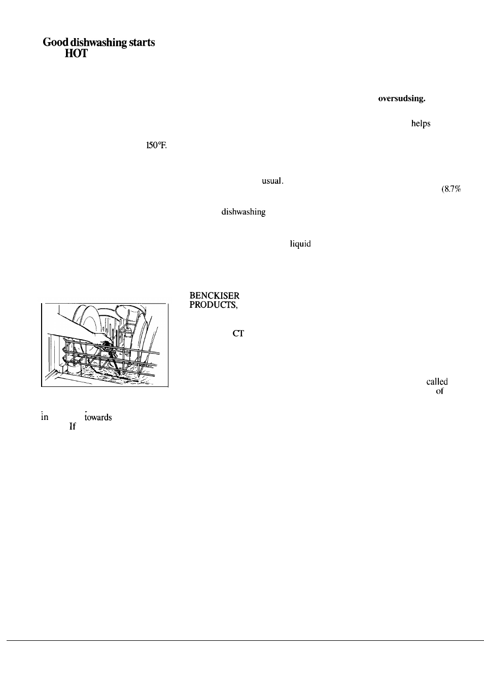 Detergent, detergent guide 6, 7, Rinse agent, Water temperature | With water, Help prevent spotting with a rinse agent, How to choose and use the right detergent | Hotpoint HDA497K User Manual | Page 6 / 16