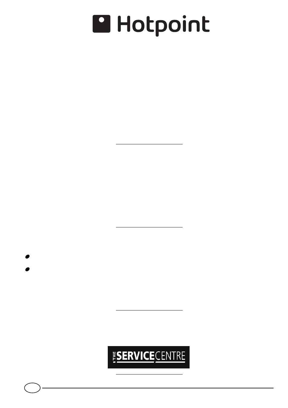 After sales service | Hotpoint ET6124 User Manual | Page 12 / 16