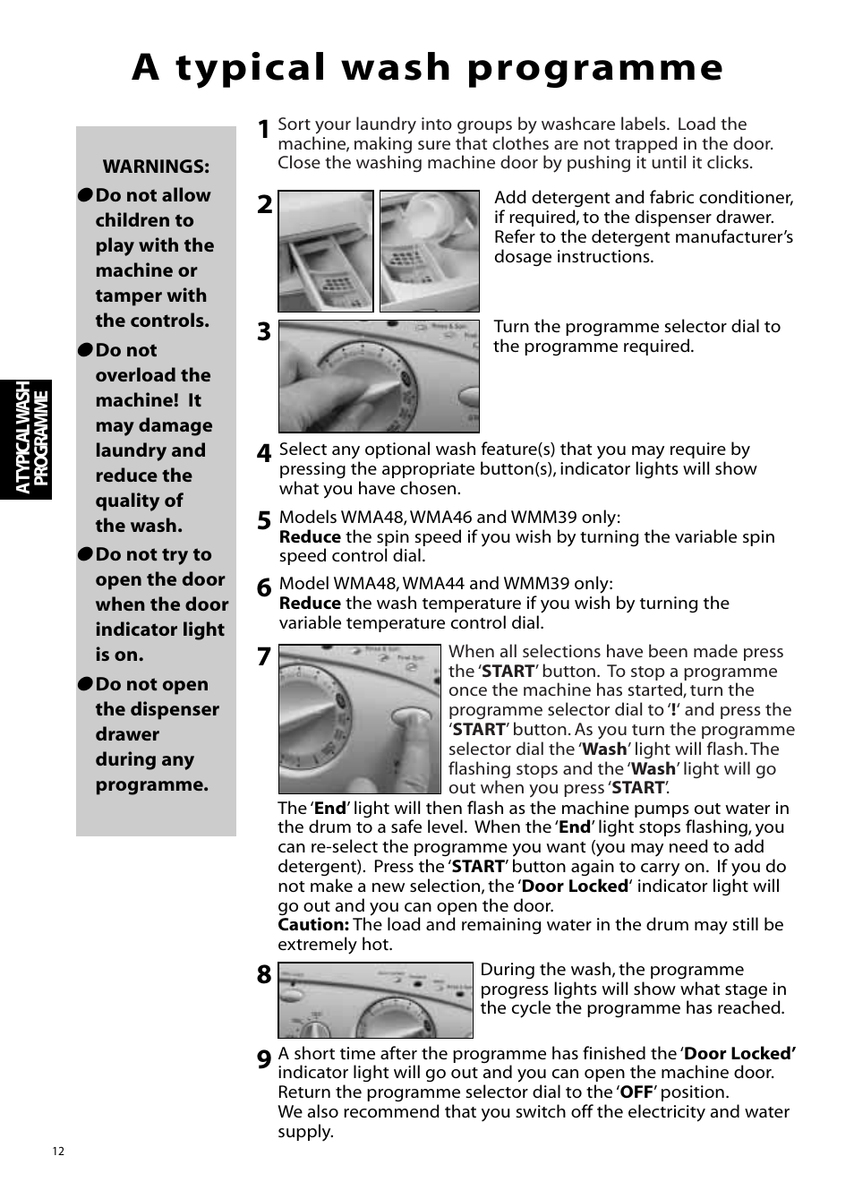 A typical wash programme | Hotpoint Aquarius Range WMA48 User Manual | Page 12 / 24