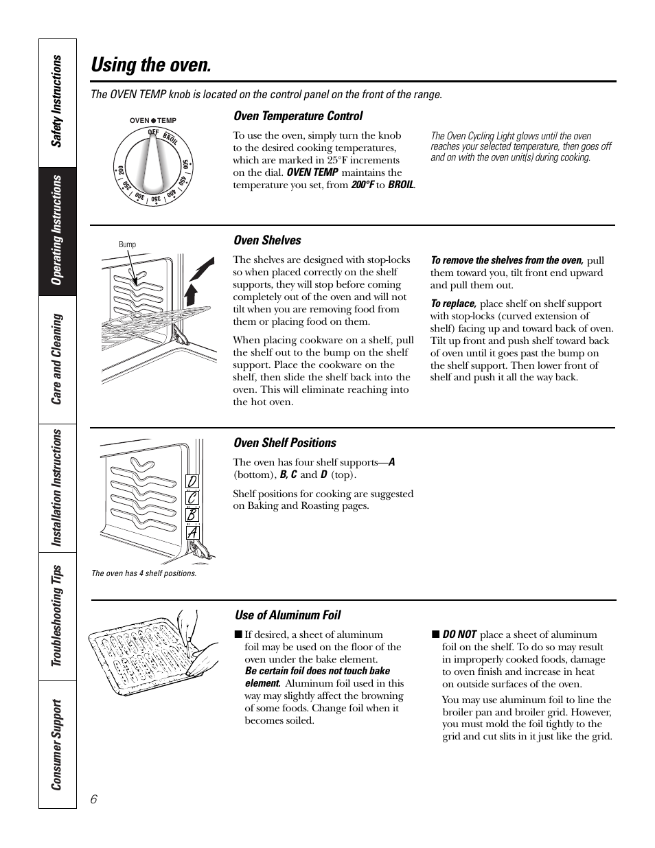 Oven, Oven –9, Using the oven | Hotpoint RA724 User Manual | Page 6 / 24