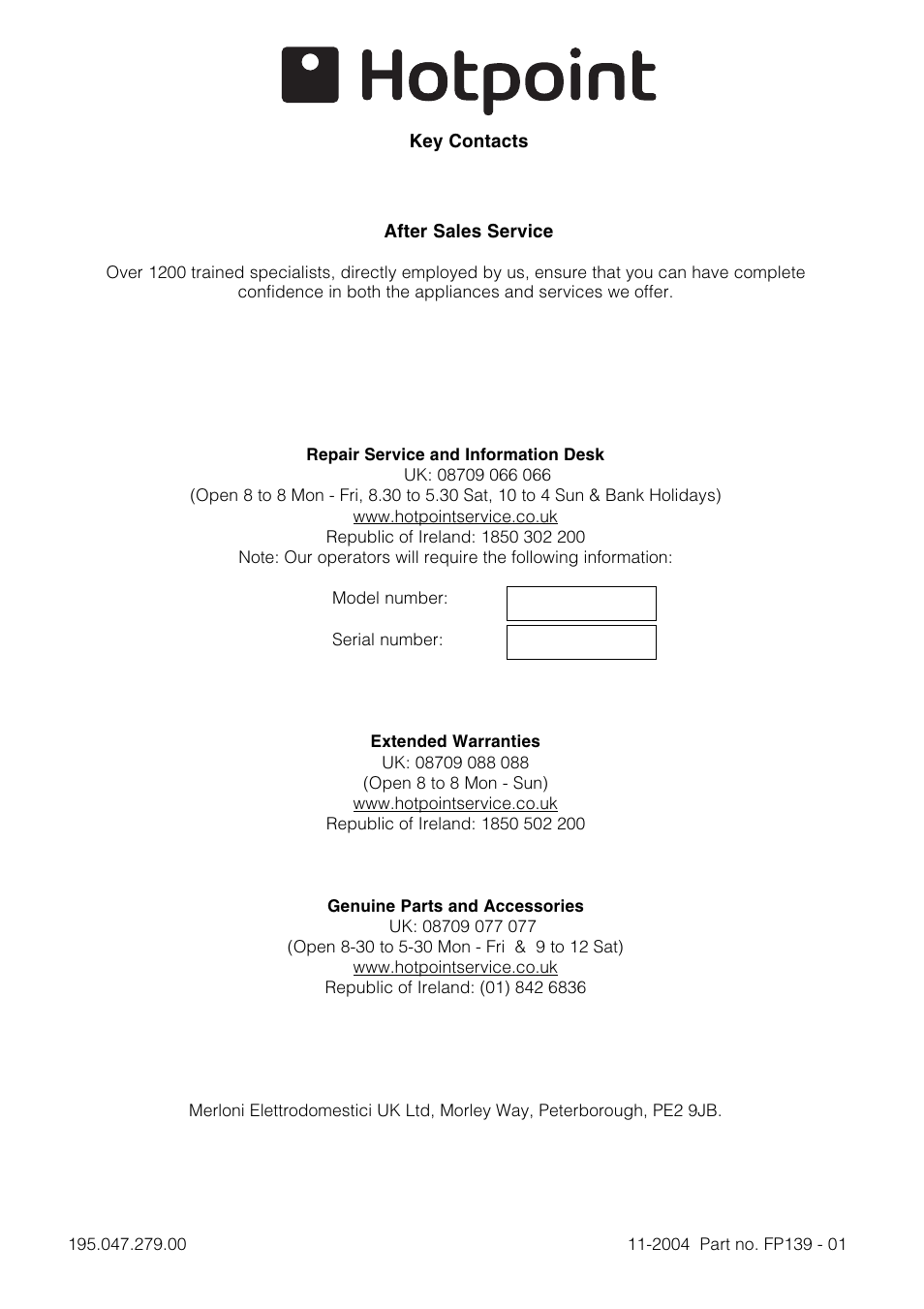 Hotpoint SE100PX User Manual | Page 16 / 16