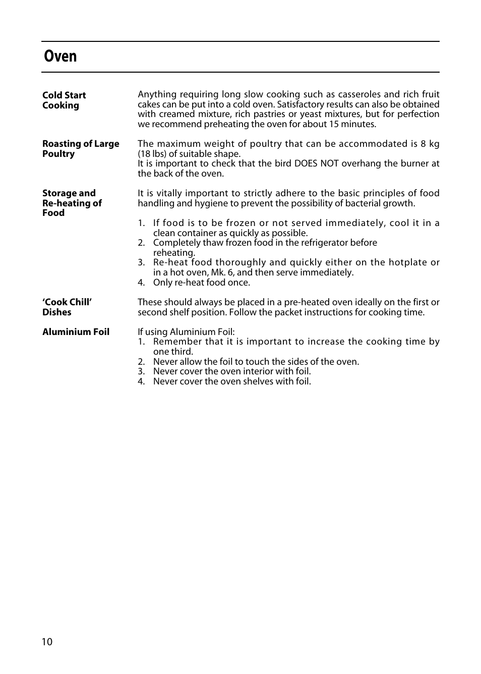 Oven | Hotpoint GW32 User Manual | Page 10 / 24