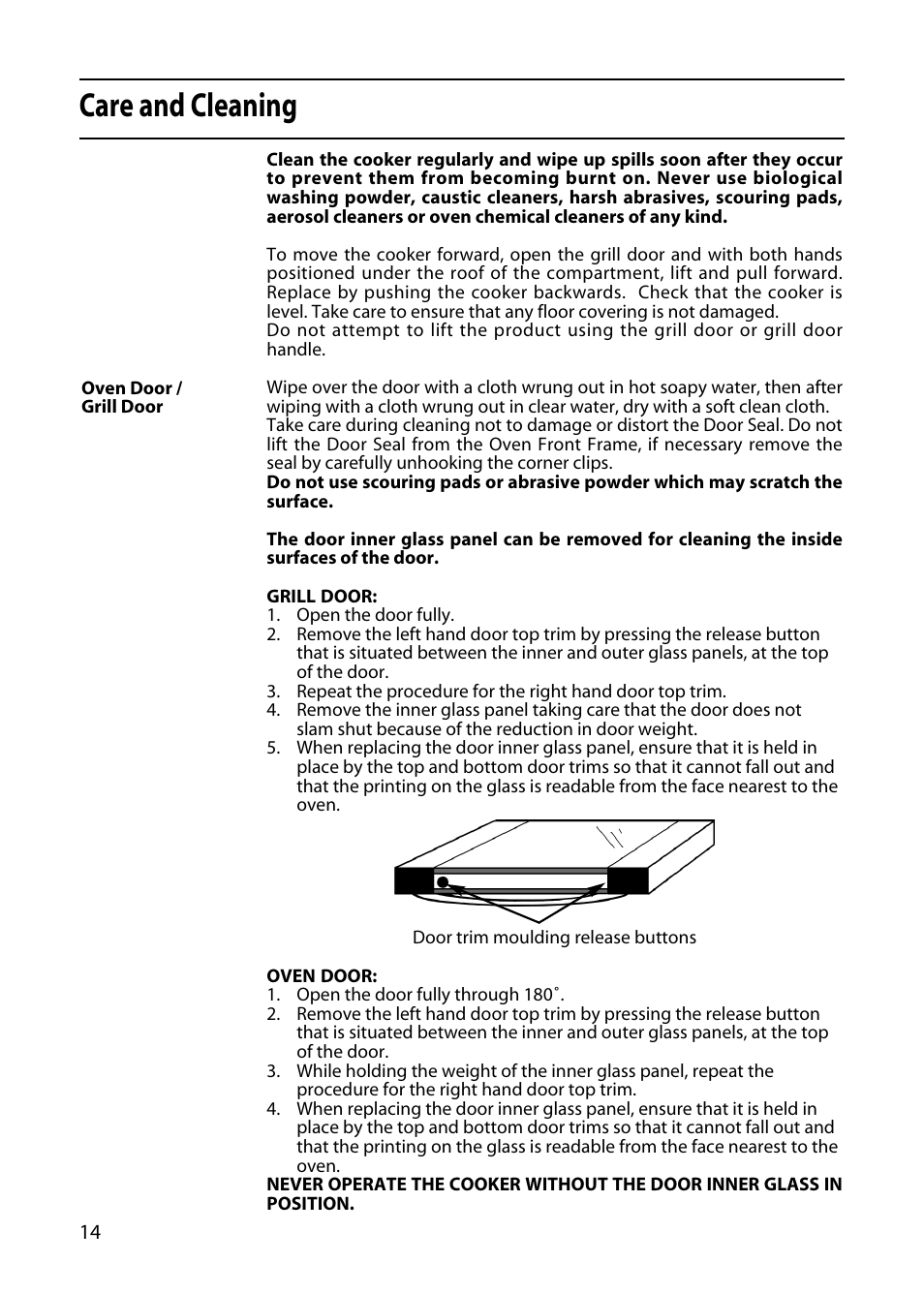 Care and cleaning | Hotpoint GW32 User Manual | Page 14 / 24