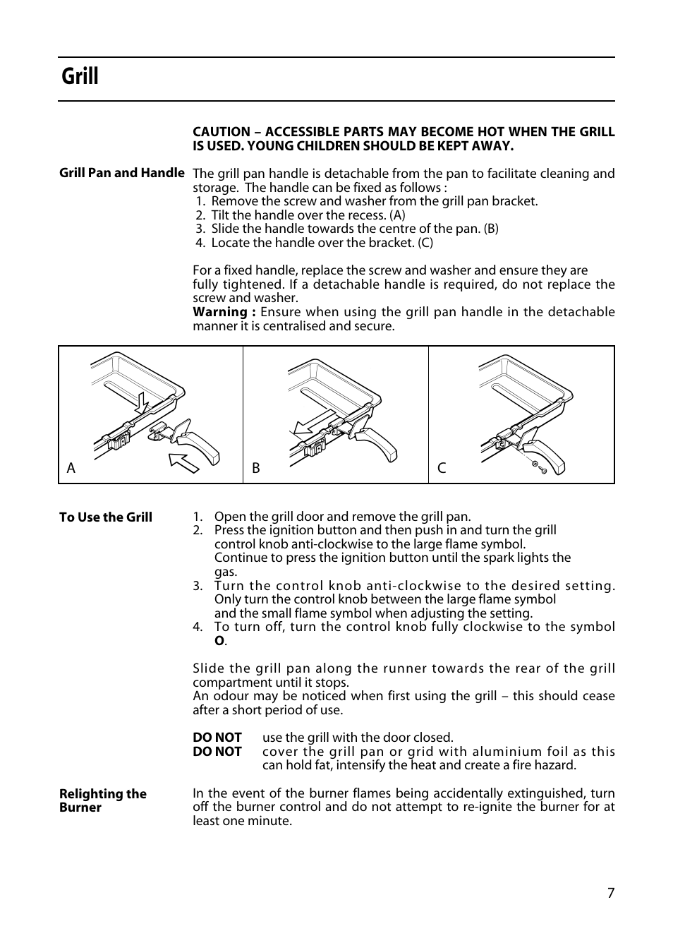 Grill | Hotpoint GW32 User Manual | Page 7 / 24