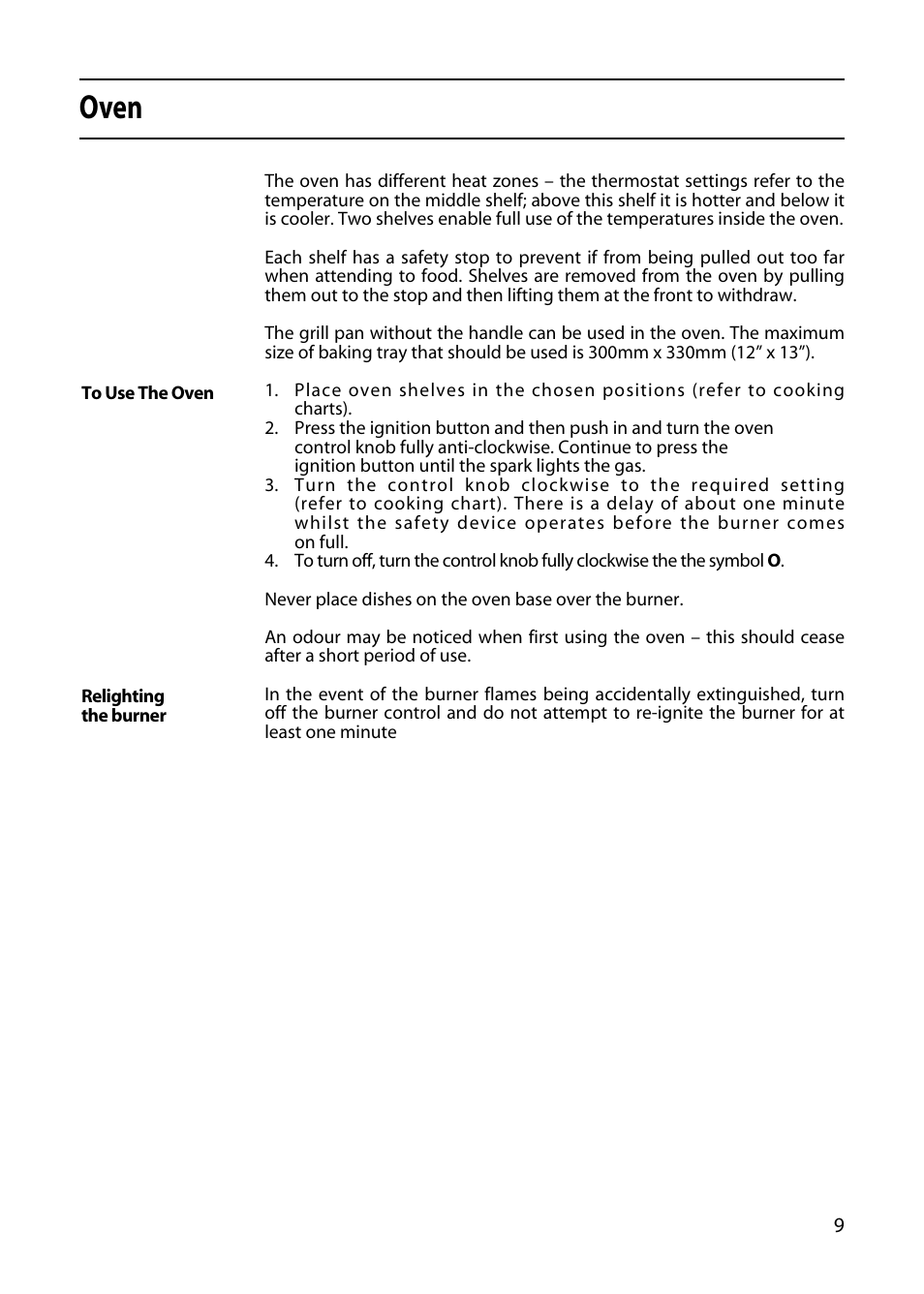 Oven | Hotpoint GW32 User Manual | Page 9 / 24