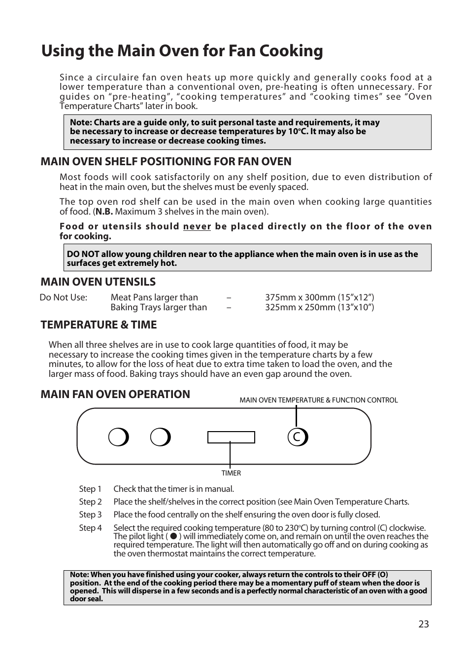 Using the main oven for fan cooking | Hotpoint BD32 User Manual | Page 23 / 40