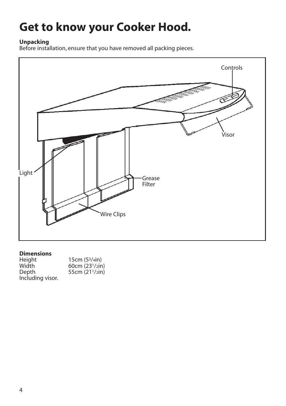 Get to know your cooker hood | Hotpoint HTV10 User Manual | Page 4 / 12